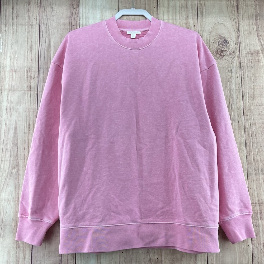 COS Oversized Pullover Sweatshirt‎ Pink Cotton Blend Sz S Crew Neck Boxy Casual